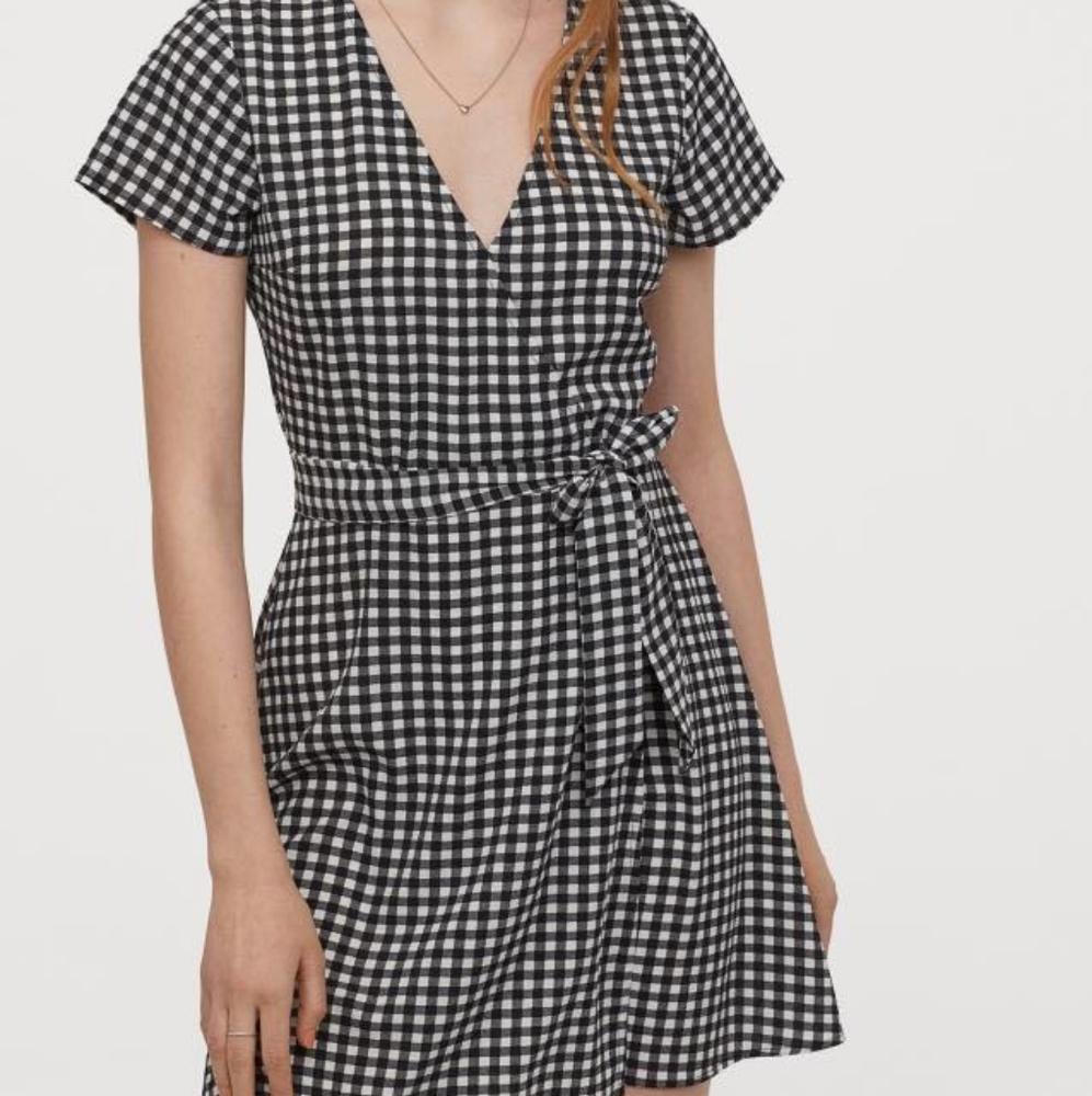 h&m gingham wrap dress